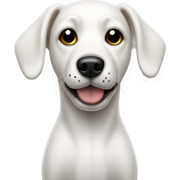 White Dog with black patches covering eyes and standing up ears emoji