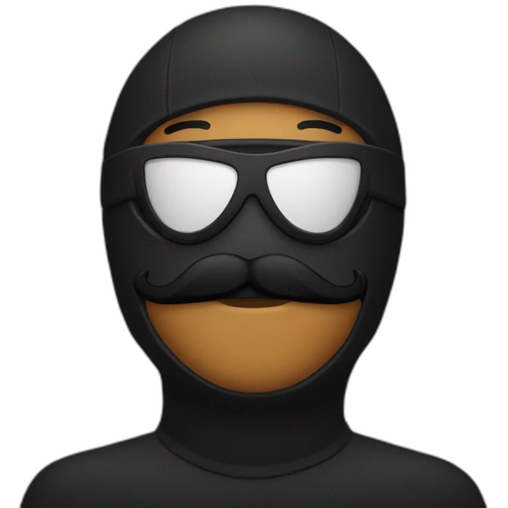 Black ski mask with mustache emoji