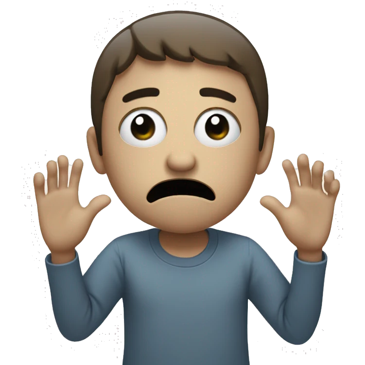 Sad face saying stop with one hand emoji