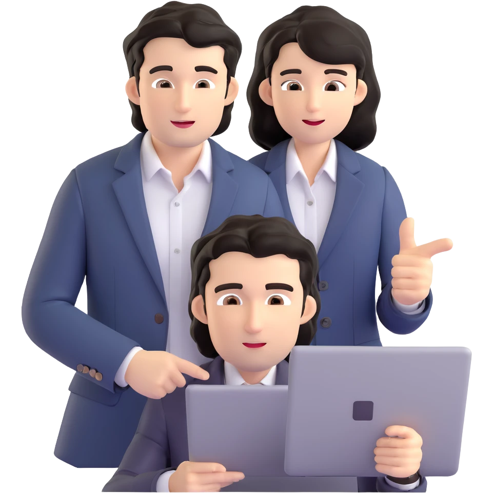 Business strategist with black wavy hair, stubble, chiseled face, wearing blazer and button-up shirt, mentoring a younger professional, leaning forward with engaged expression, pointing at document or laptop, in a one-on-one coaching session emoji