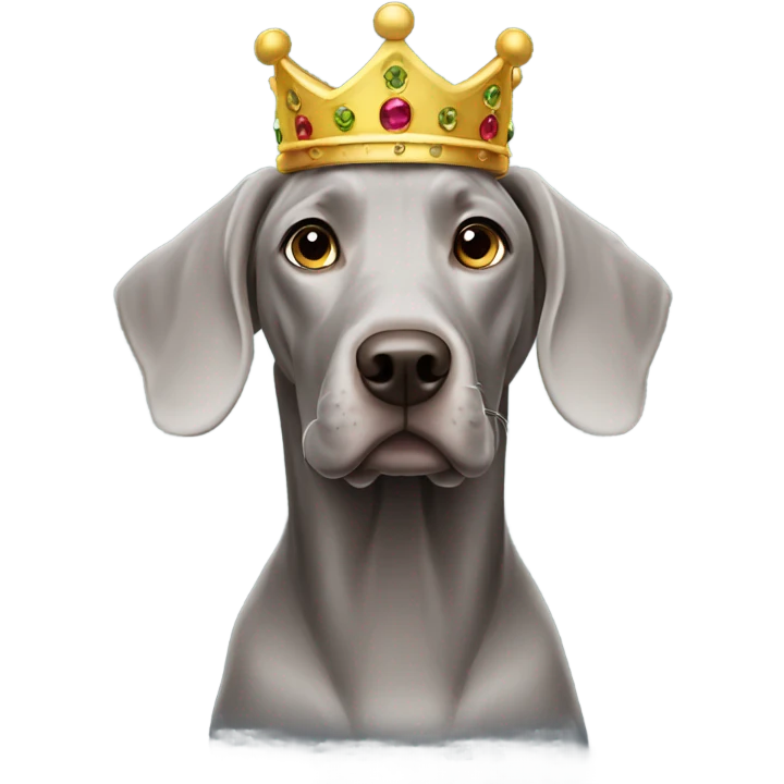Weimaraner dog wearing a crown emoji