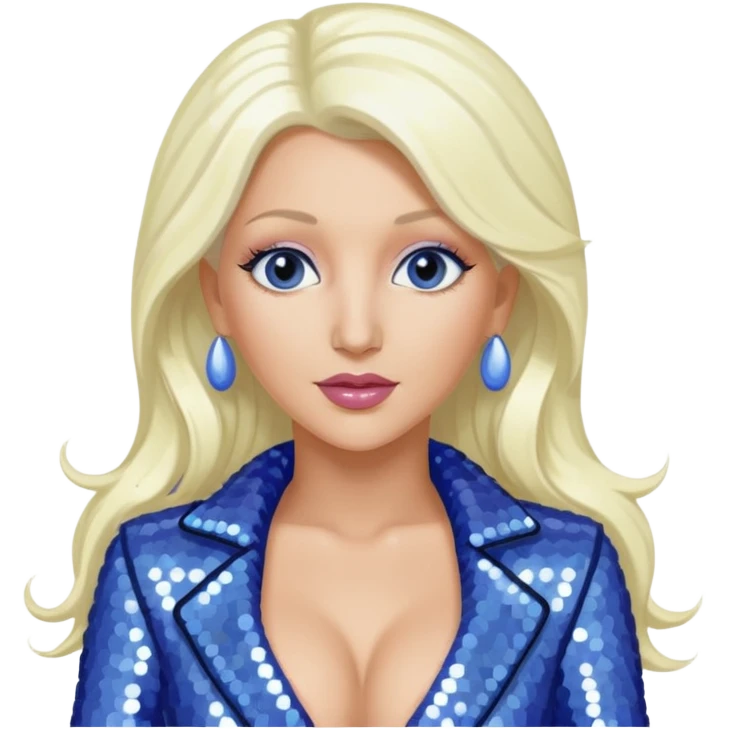 Christina Aguilera with long platinum blonde hair, periwinkle sequin outfit  emoji
