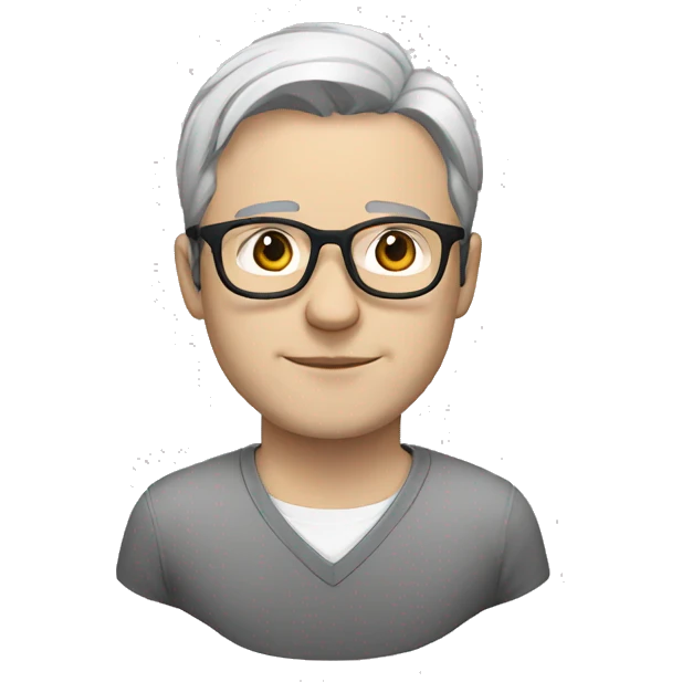man in glasses black hair, white skin, european emoji