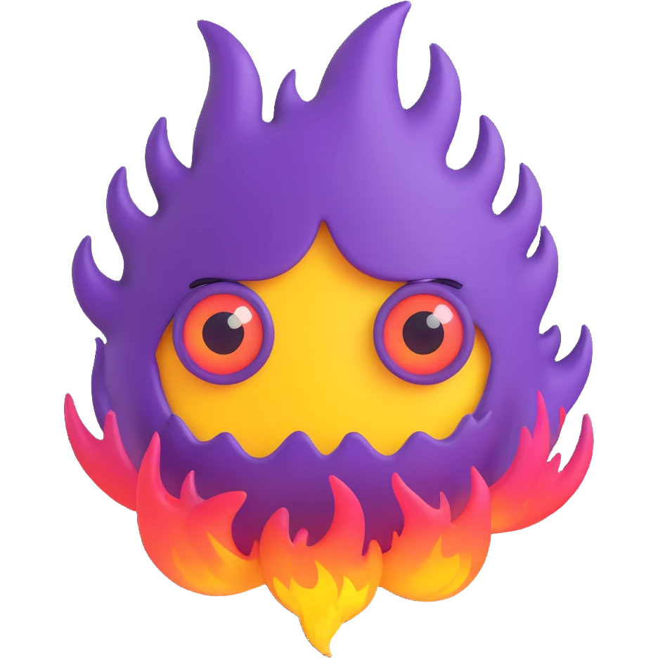 purple fire with eyes emoji