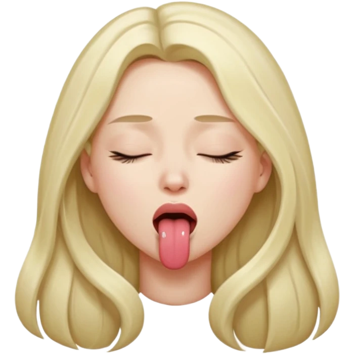 female , with long hair , eyes closed, tongue sticking out one side of mouth, strangling herself emoji