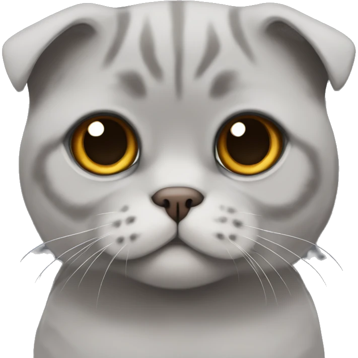 All grey Scottish fold with brown eyes  emoji