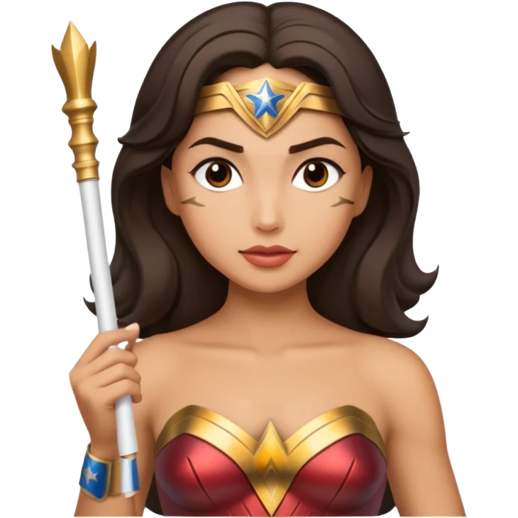 Wonder Woman holding white orchestra baton emoji