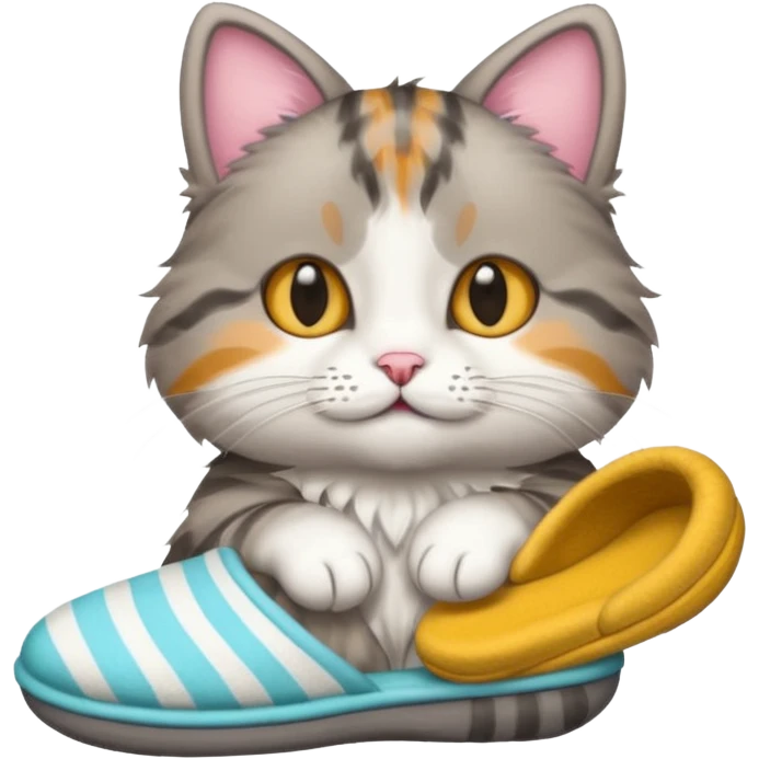 Cat with slipper in hand emoji