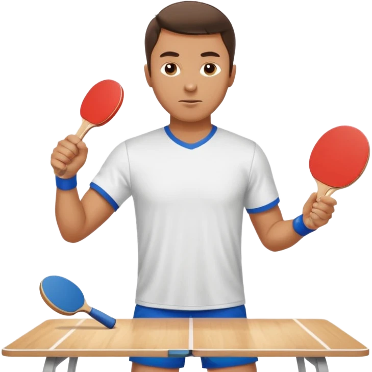Guy playing ping pong on a 4x8 wooden table emoji