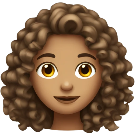 Curly brown hair tan girl emoji