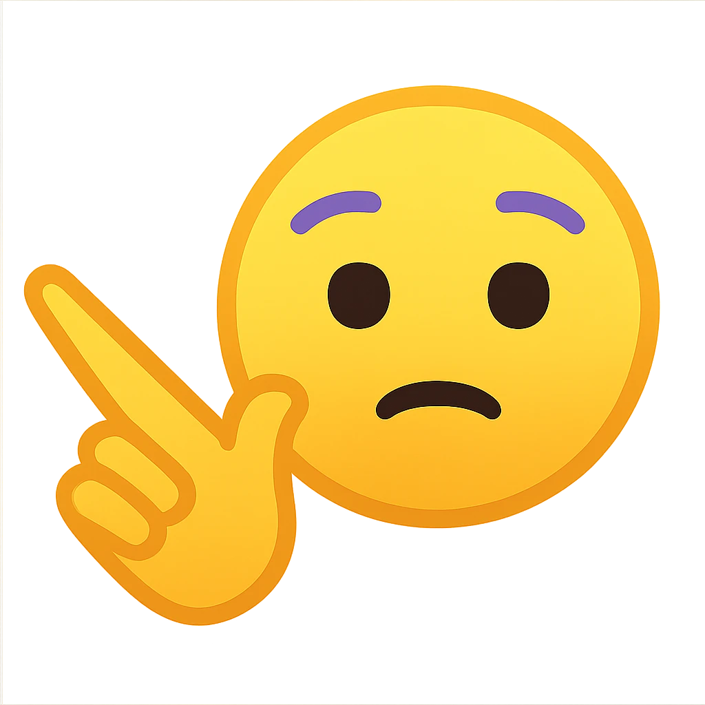 colorful and modern emoji showing a hand gesture with thumb and index finger apart, slightly smiling face, representing 'nah' meaning emoji