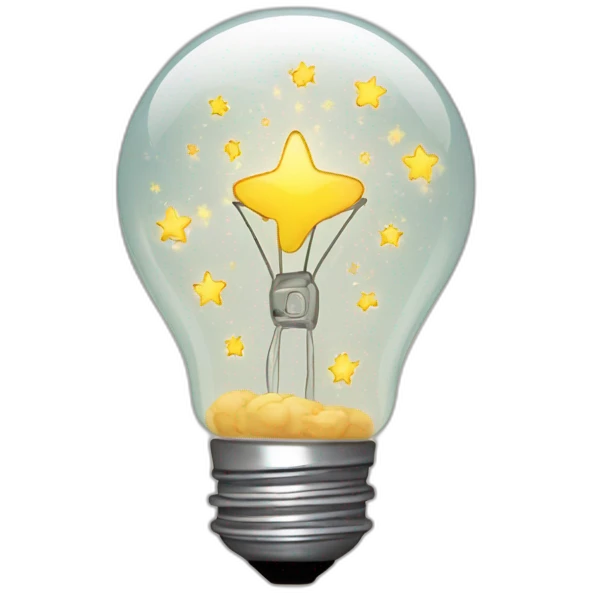 light bulb with little brain and shiny stars inside emoji
