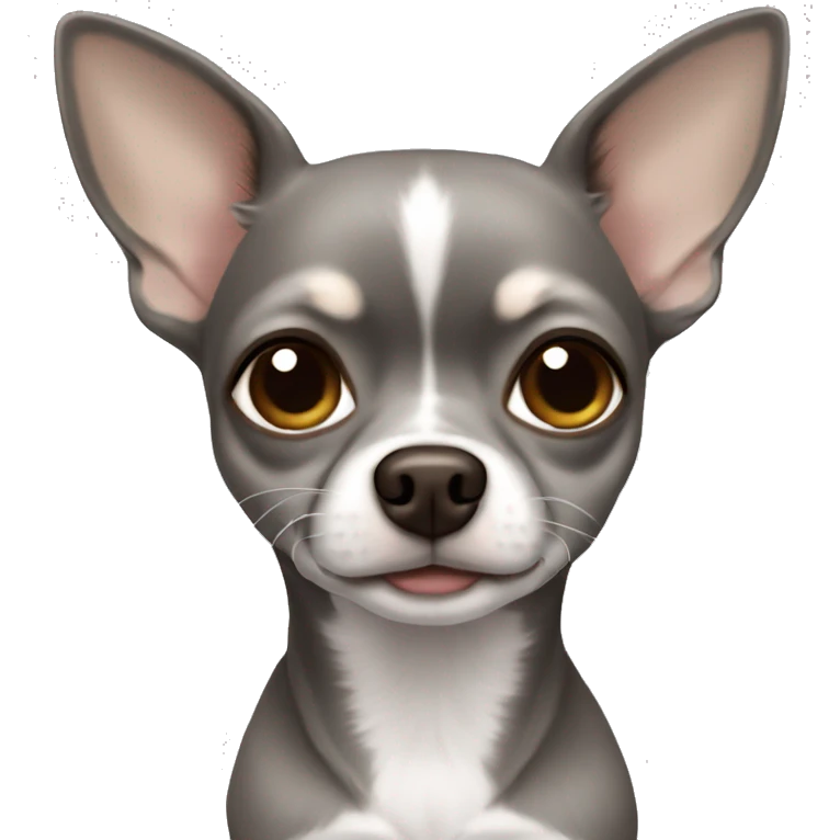 grey chihuahua with girl with brown hair emoji