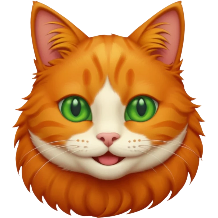 Нарисуй эмодзи для канала Юморкишас.Это веселый забавный рыжий кот с зелеными глазами emoji