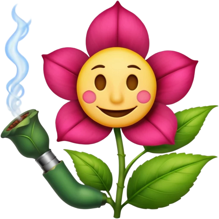 smiling flower smoking a pipe emoji