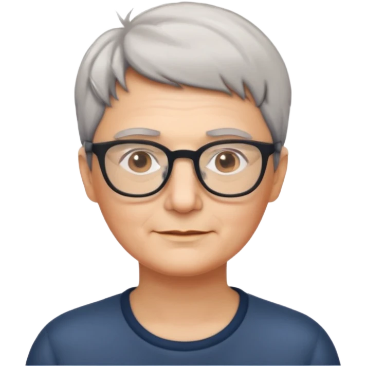 50 year old with short hair and glasses emoji