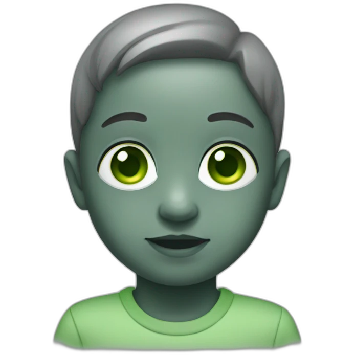 WhatsApp infant emoji with grey skin and green eyes emoji