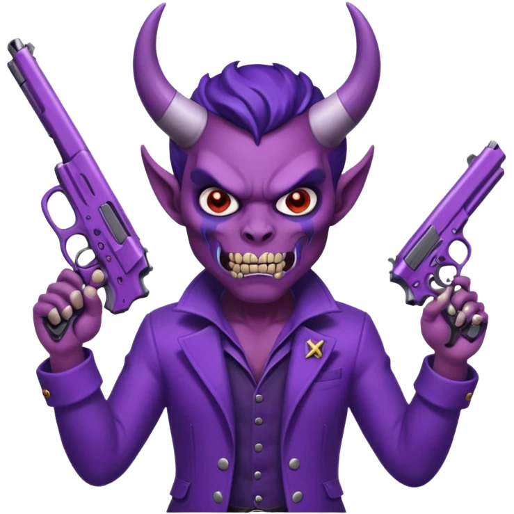 Diablo morado garrando dos pistolas  emoji