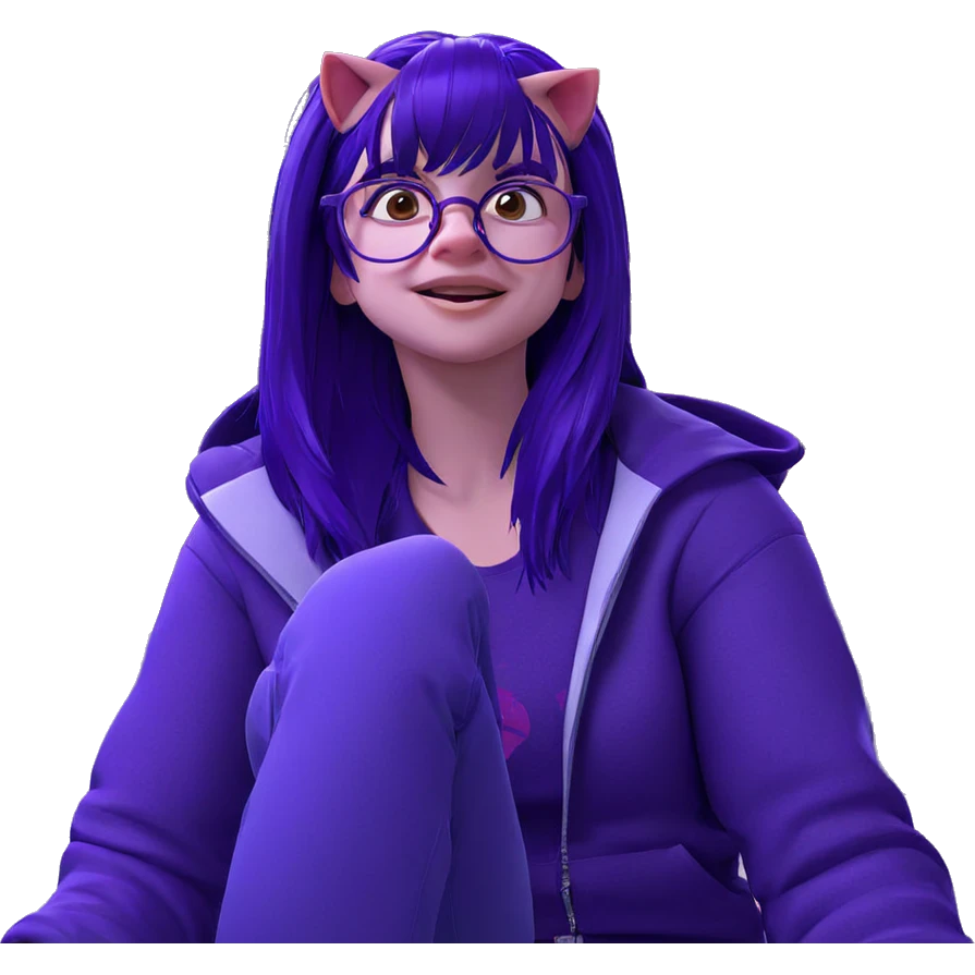 purple haired girl with glasses emoji