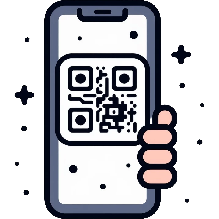 smartphone scanning QR code emoji