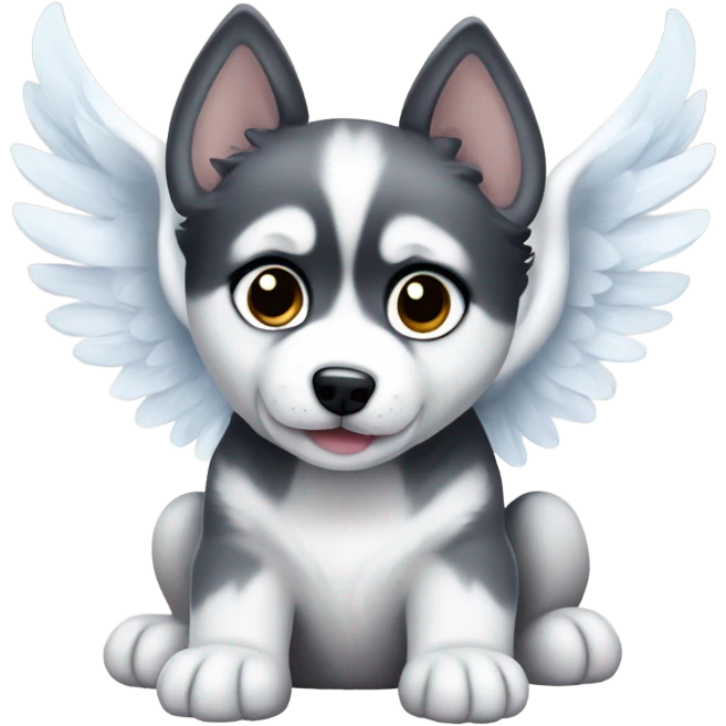A husky puppy with angel wings emoji
