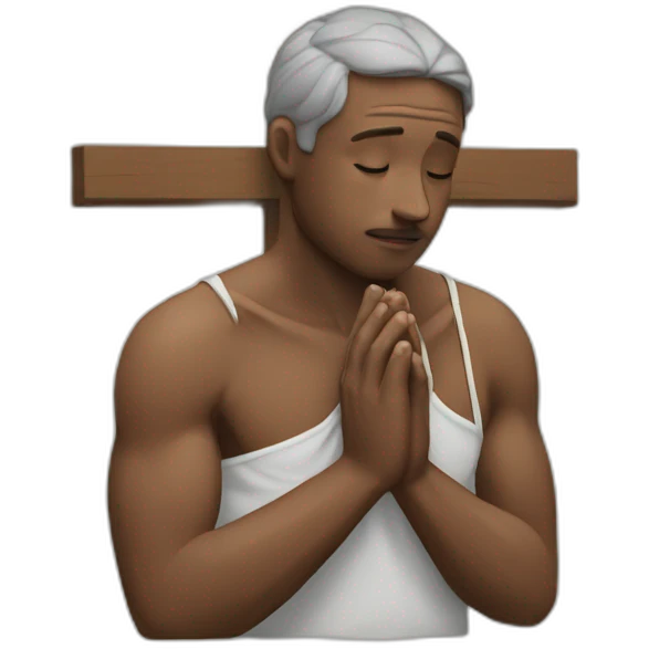 Man praying to crucifix  emoji