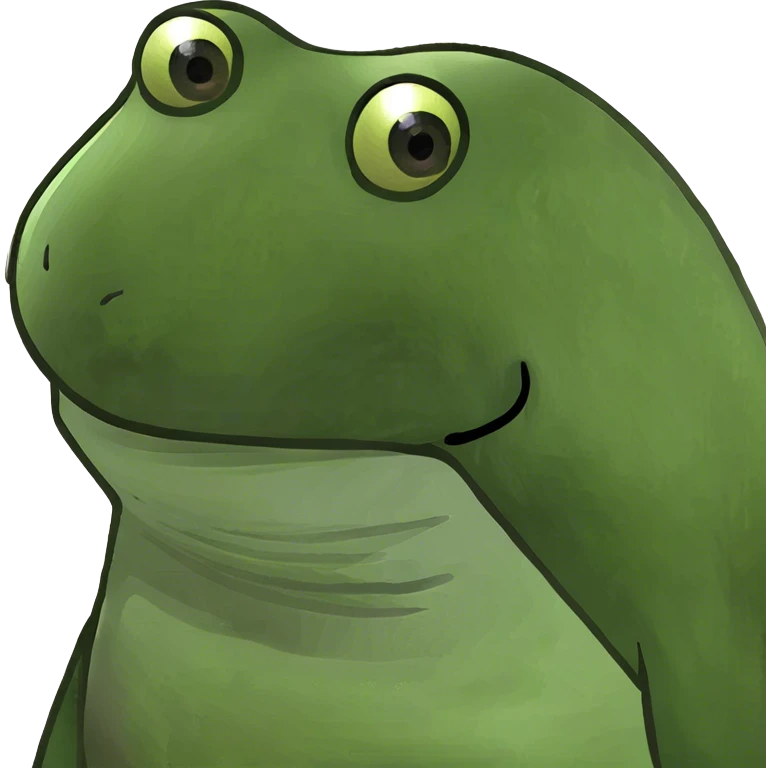 Interested frog emoji