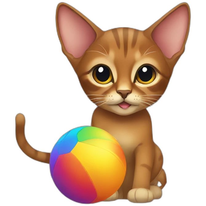 Abyssinian cat play colorful ball emoji