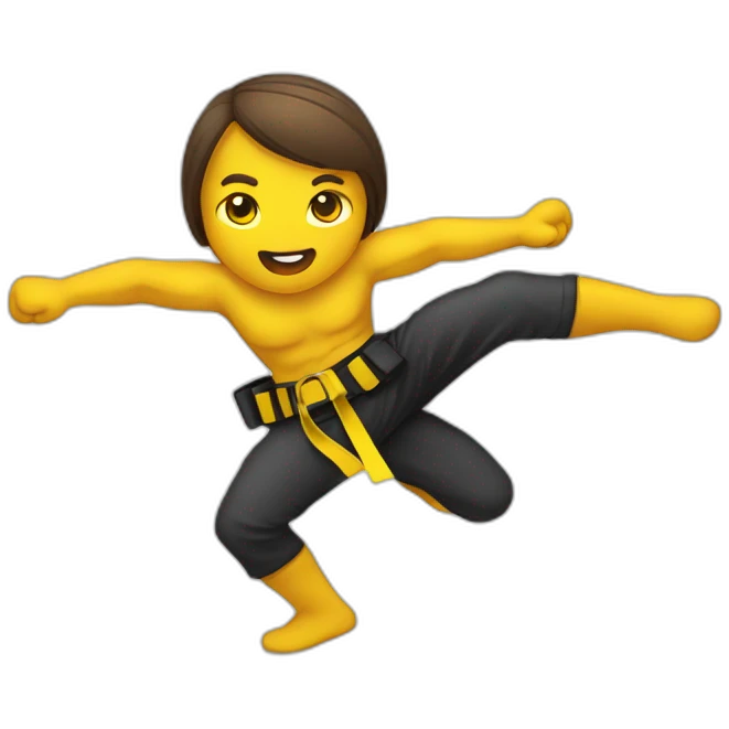 Krav maga fighters with yellow belt in action of hiting eatch other emoji