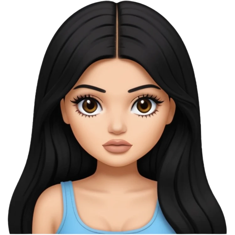 kylie jenner as pretty bratz baddie, black long hair emoji