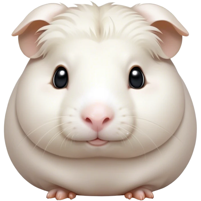Cinematic Noble White Guinea Pig Portrait Emoji, Poised and regal, with a compact, chubby build and a pristine, well-groomed pure white coat, deep-set soulful dark eyes, Simplified yet sharp and sophisticated features, highly detailed, glowing with a soft, dignified glow, high shine, intelligent and sweet, stylized with an air of gentle purity, focused and attentive, soft glowing outline, capturing the essence of a watchful and confident little companion, so majestic it feels as though it could scurry out of the screen with effortless authority! emoji