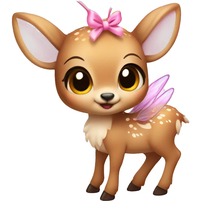 baby deer with fairy wings and a pink bow around its neck  emoji