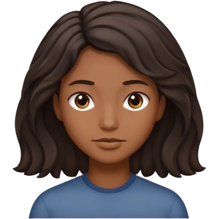 This is a cartoon-style avatar of a person with dark light wave hair, brown skin, and a calm expression emoji