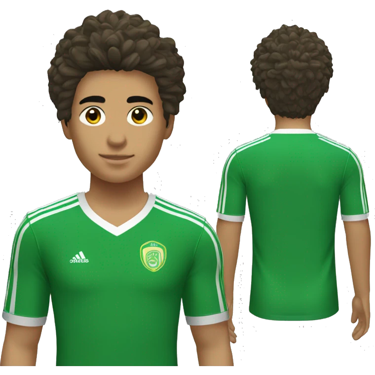 Jugador de 18 años de fútbol con camiseta verde Adidas con pelo castaño  emoji