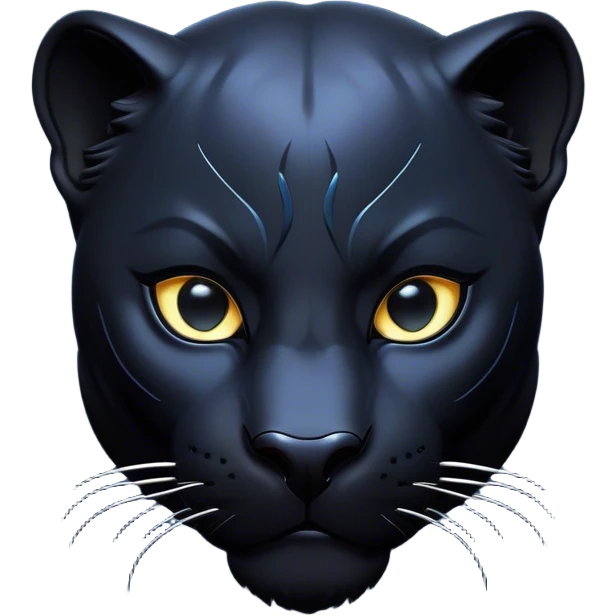 Cinematic Noble black Panther Portrait Emoji, Poised and regal, with a sleek, muscular build draped in glossy, midnight-black fur and piercing, luminescent eyes, Simplified yet sharp and sophisticated features, highly detailed, glowing with a soft, mysterious glow, high shine, intelligent and enigmatic, stylized with an air of stealthy authority, focused and commanding, soft glowing outline, capturing the essence of a watchful and confident jungle guardian that appears ready to prowl out of the screen with effortless authority! emoji