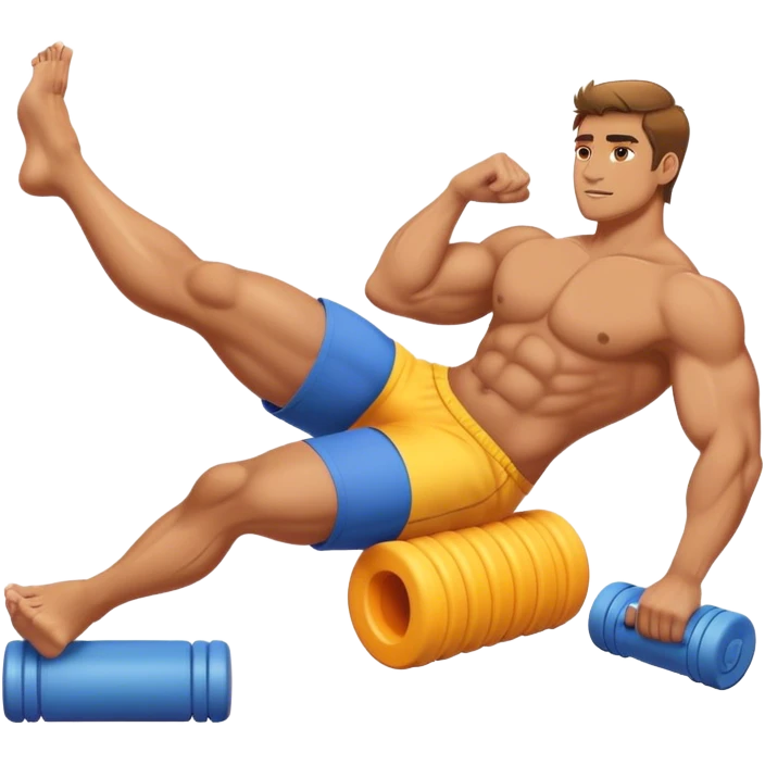 buff guy lying lats down on foam-oller emoji
