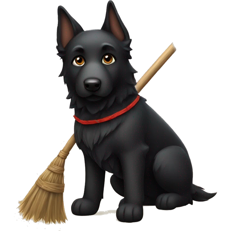 black german shepard on a broomstick emoji