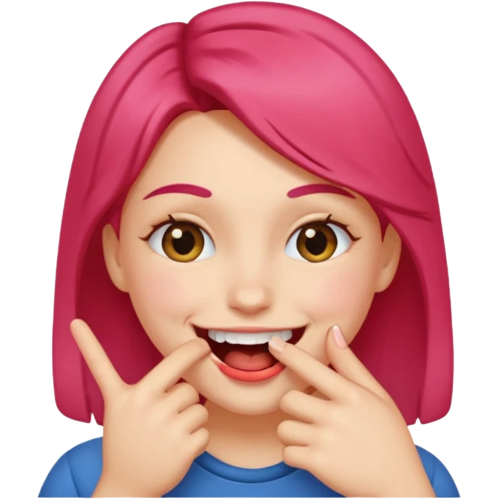 Create a blushing emoji face smiling while biting its finger in a flirty way emoji