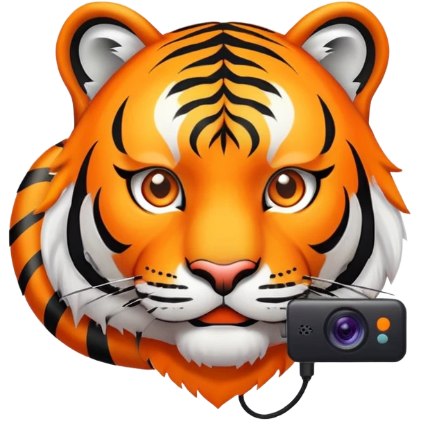 streamer tiger face with webcam and setup for Twitch emote emoji