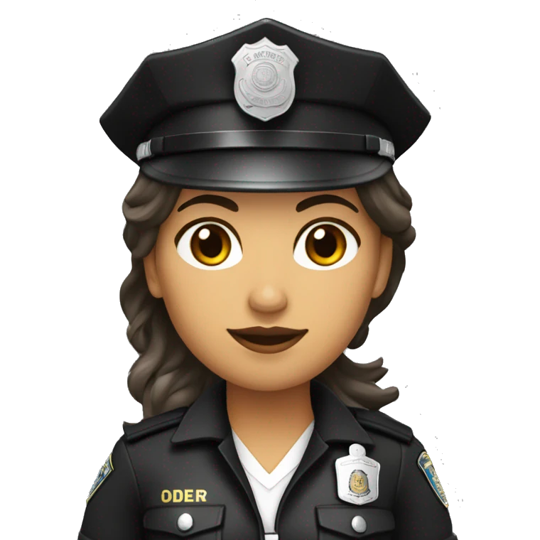 Mujer policía de color de piel blanco con pelo negro  emoji