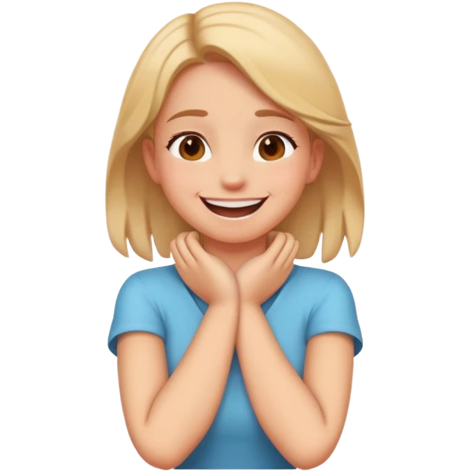 Crossed hands on neck laughing girl emoji