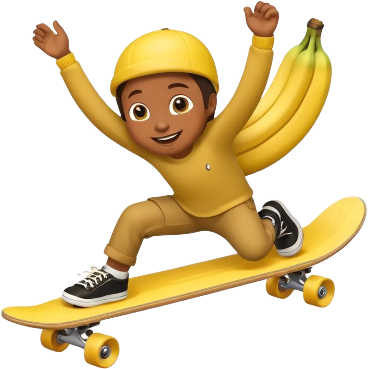 Happy banana on a skateboard emoji