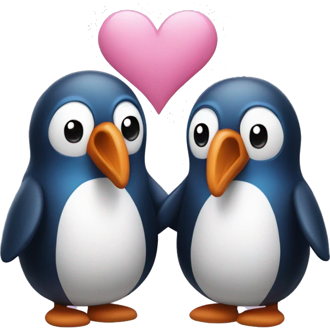 Pareja de pingüinos azul y rosa emoji