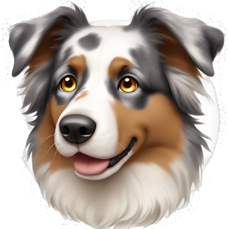 Merle Aussie shepherd with brown and blue eyes emoji