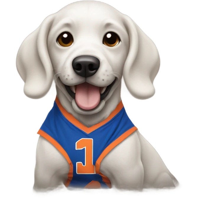 Dog wearing Knicks shirt  emoji