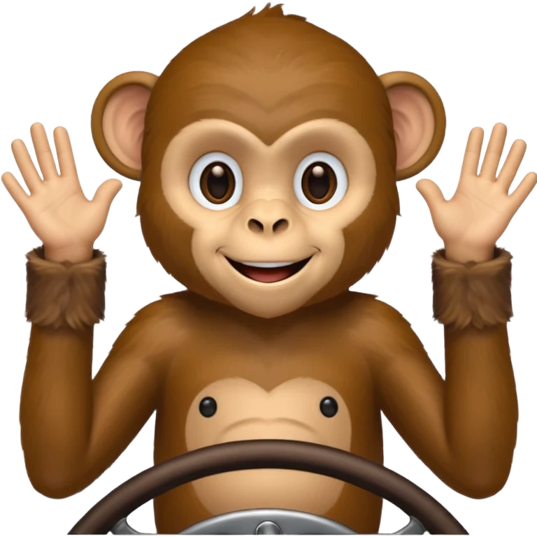 monkey pretending to drive but no car emoji