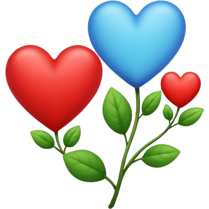 Growing hearts blue red green emoji