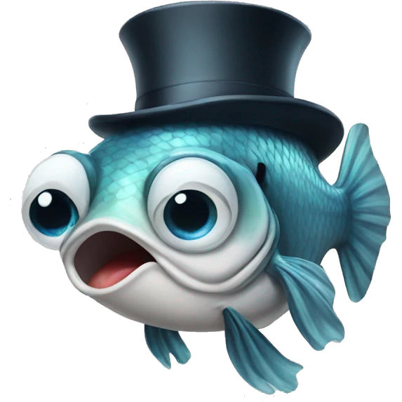 fish with top hat and is crying emoji
