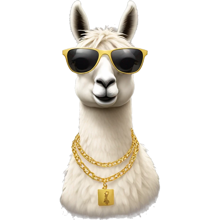 Llama with sunglasses and a gold necklace emoji
