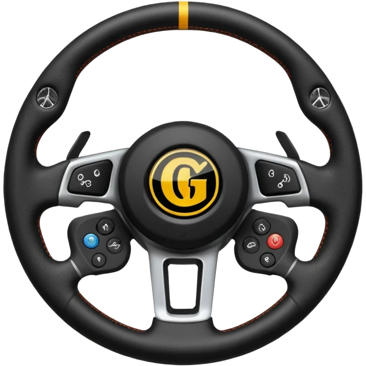volante de racing con una g en el centro de logo emoji